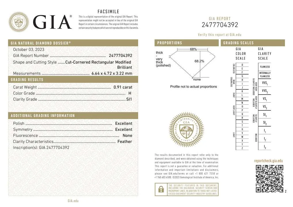 0.91ct H SI1 Radiant GIA#2477704392
