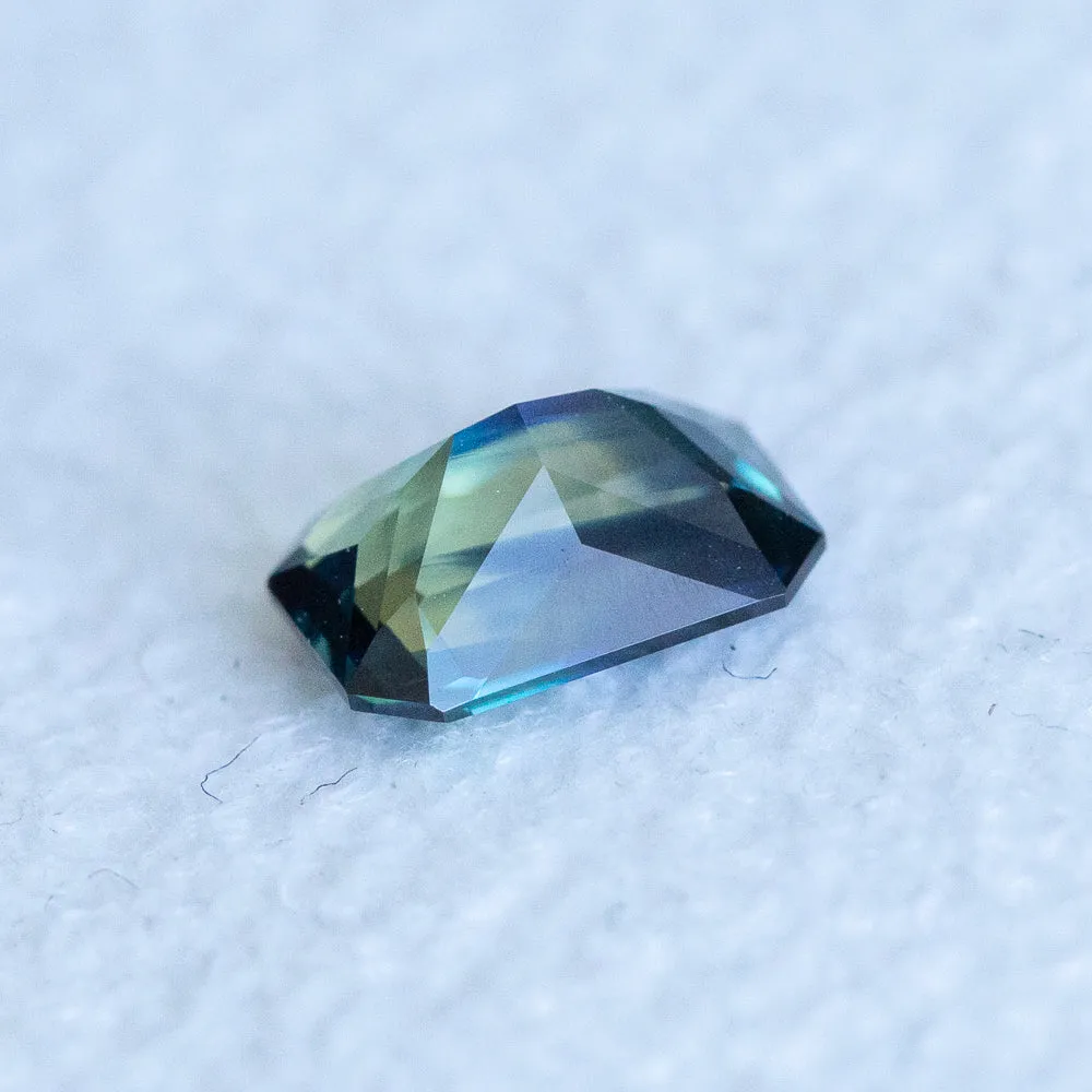 1.32CT RADIANT CUT MADAGASCAR PARTI SAPPHIRE, 7.30X5.24X3.73MM, UNHEATED