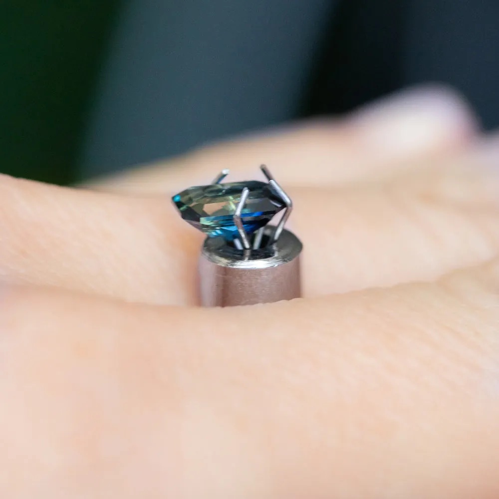1.32CT RADIANT CUT MADAGASCAR PARTI SAPPHIRE, 7.30X5.24X3.73MM, UNHEATED