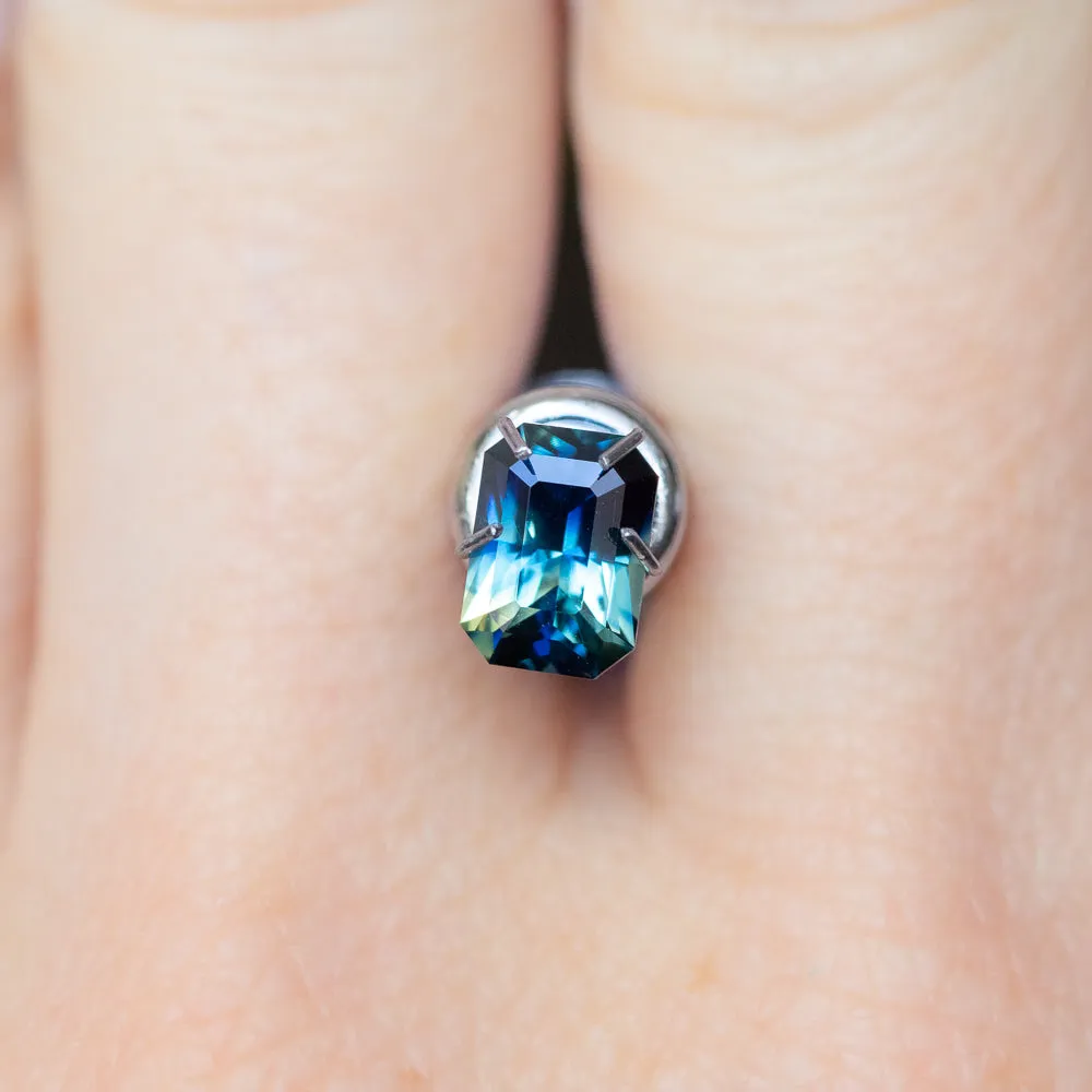 1.32CT RADIANT CUT MADAGASCAR PARTI SAPPHIRE, 7.30X5.24X3.73MM, UNHEATED