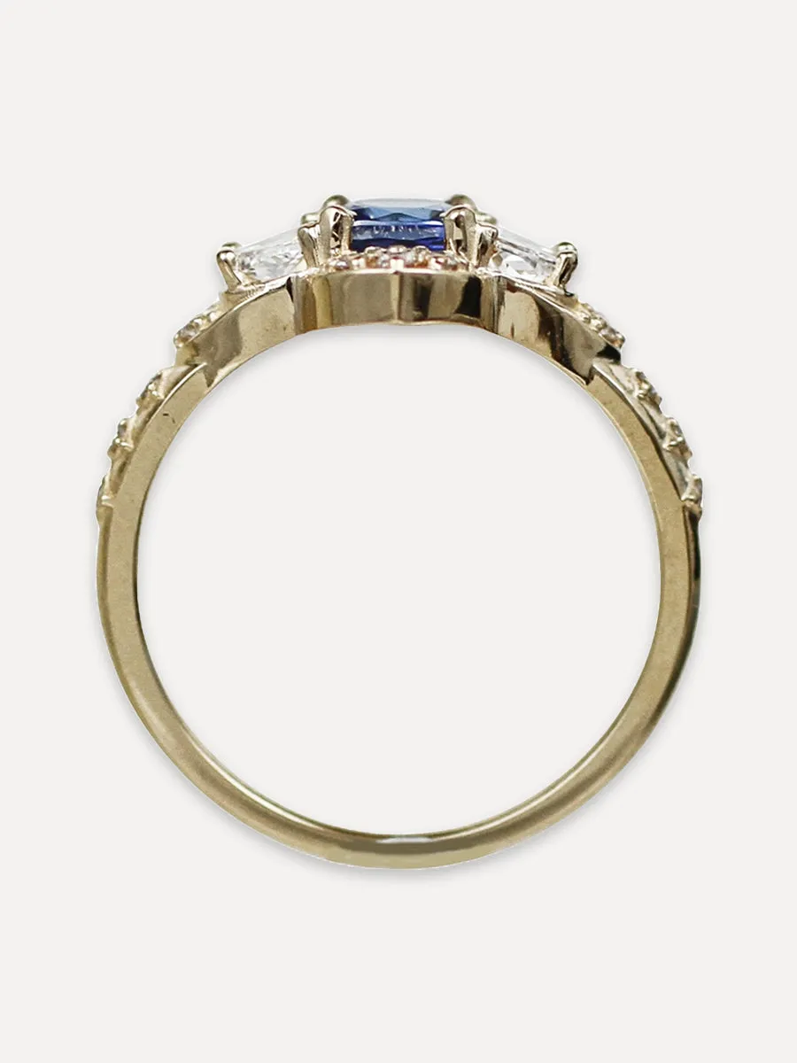 14K Baroque Ring - Blue Sapphire & Diamond