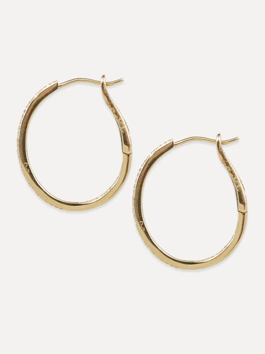14K Diamond Oval Huggies