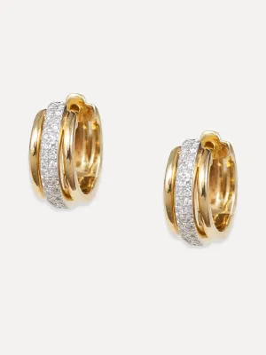 14K Two Tone Diamond Huggies