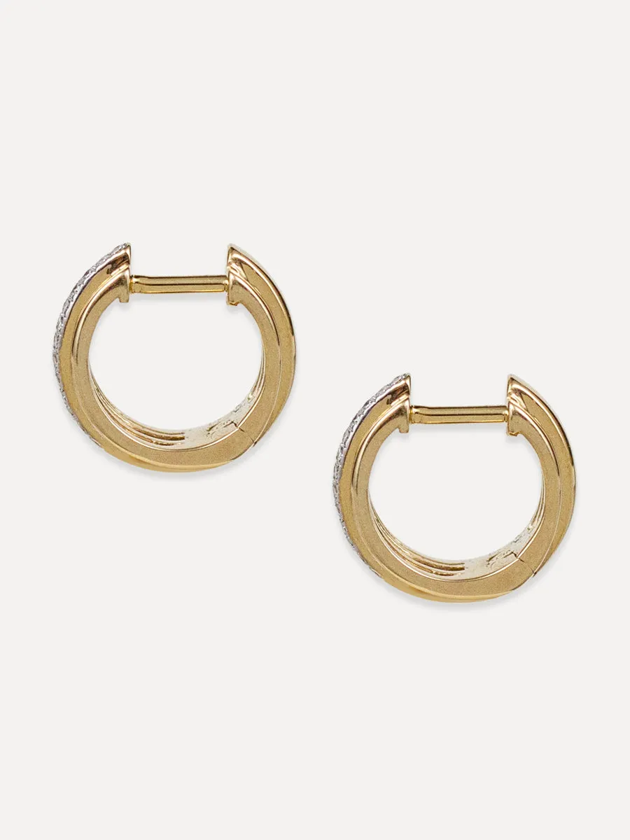 14K Two Tone Diamond Huggies