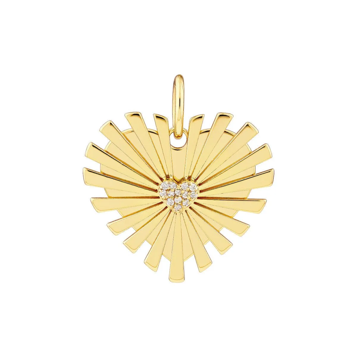 14K Yellow Gold Diamond Radiant Heart Charm