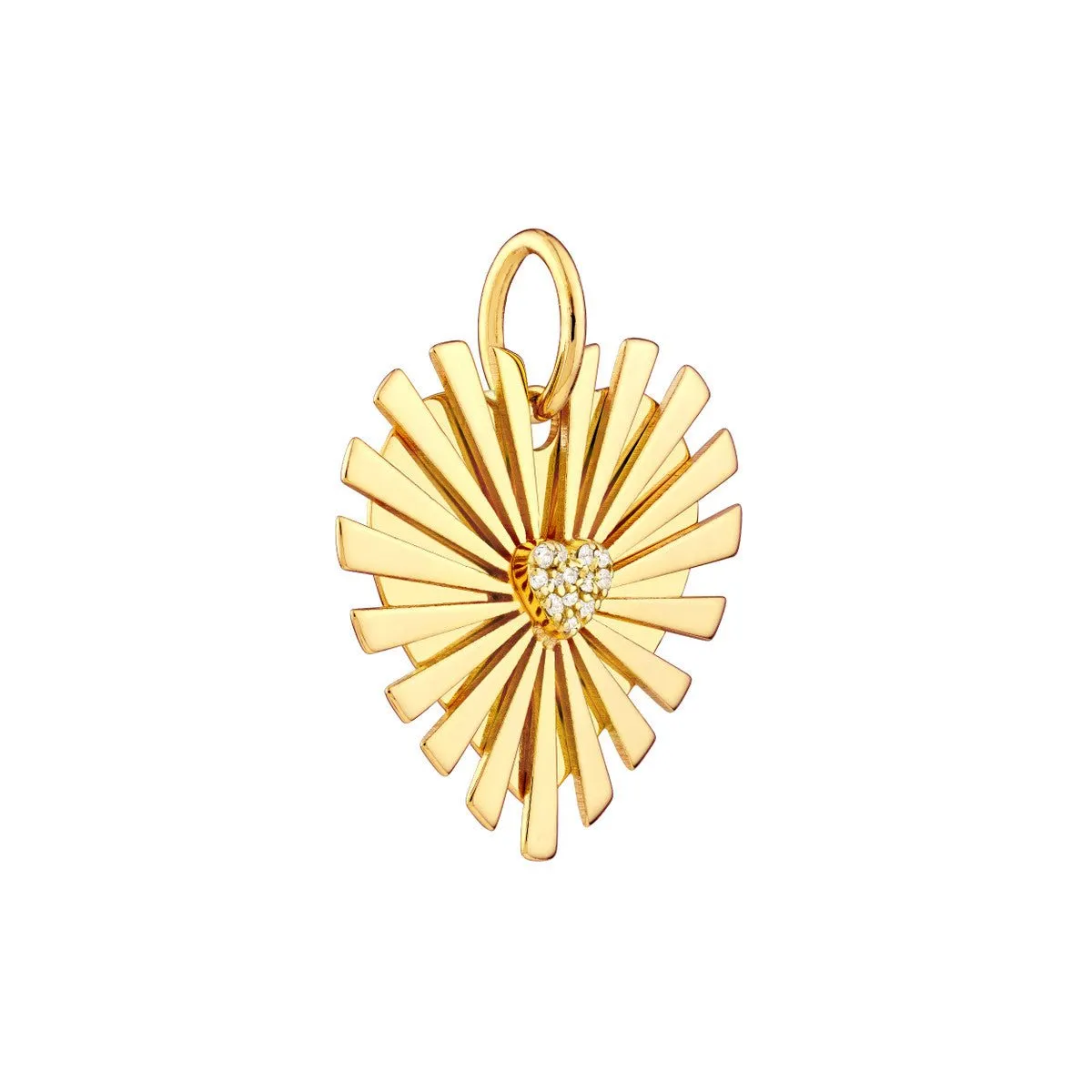 14K Yellow Gold Diamond Radiant Heart Charm