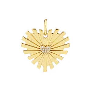 14K Yellow Gold Diamond Radiant Heart Charm