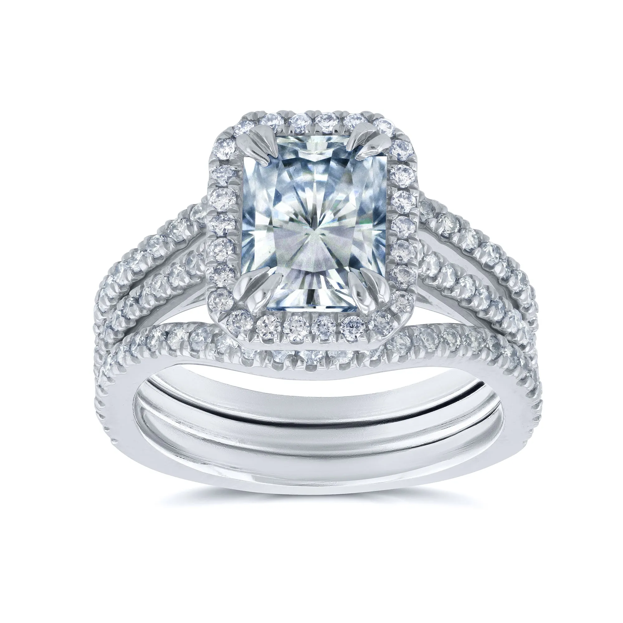 2-2/5ct.tw Original Radiant 8x6 Halo Bridal Stack