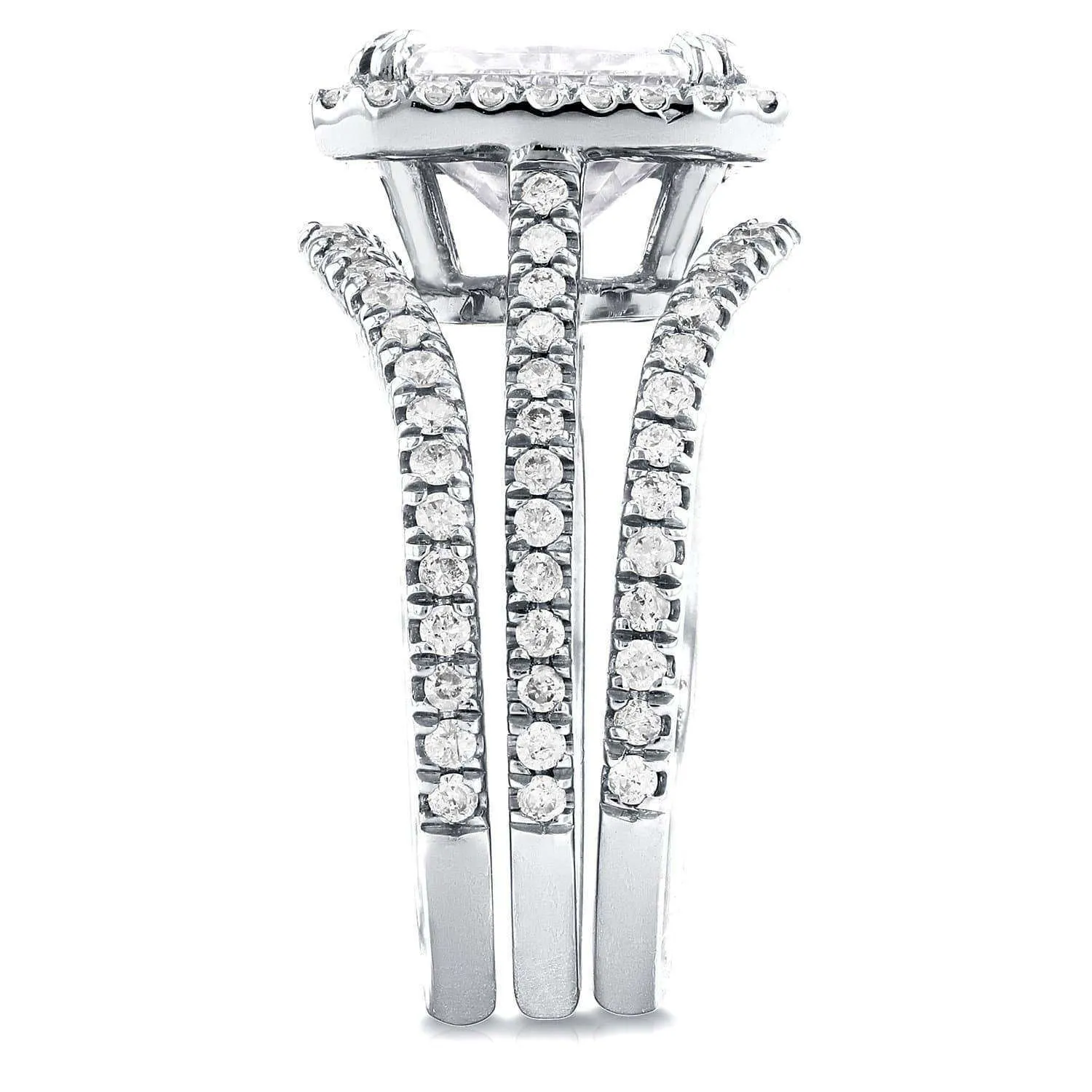 2-2/5ct.tw Original Radiant 8x6 Halo Bridal Stack