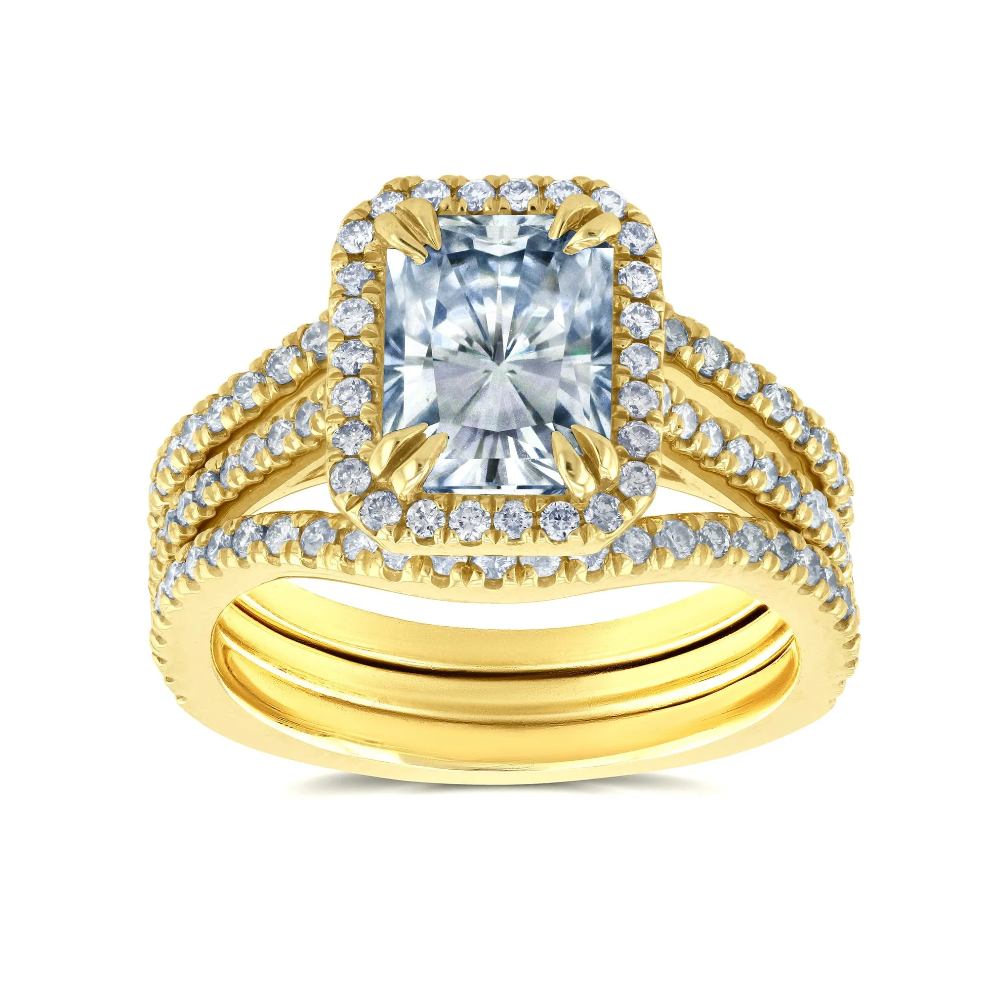 2-2/5ct.tw Original Radiant 8x6 Halo Bridal Stack