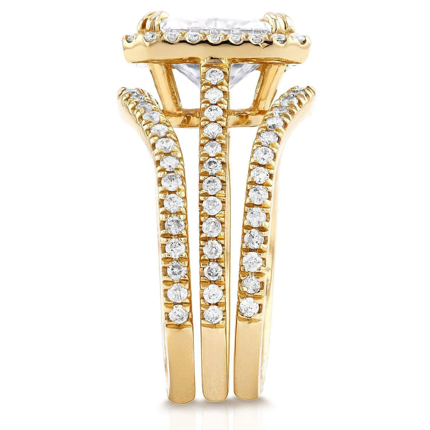 2-2/5ct.tw Original Radiant 8x6 Halo Bridal Stack