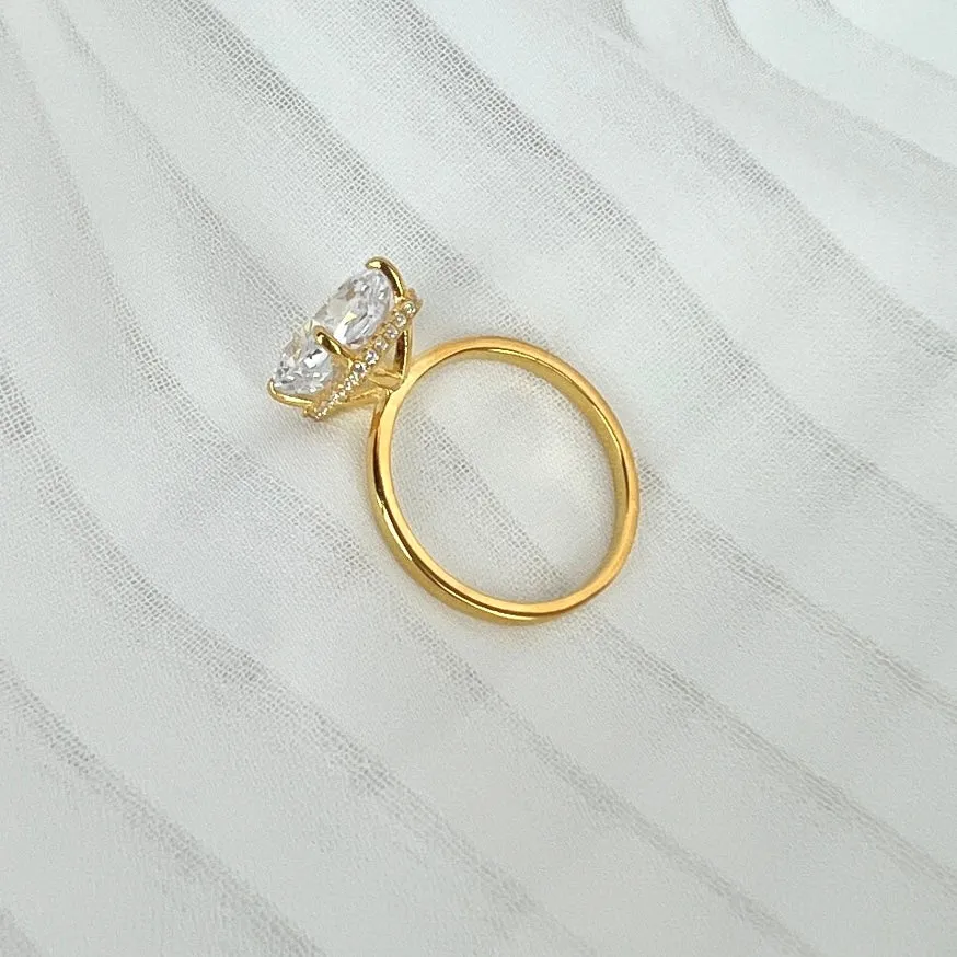 4 Carat Radiant Cut Hidden Halo Engagement Ring - Gold