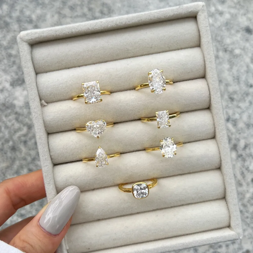 4 Carat Radiant Cut Hidden Halo Engagement Ring - Gold