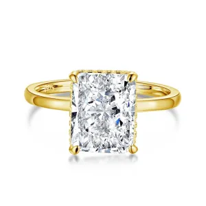 4 Carat Radiant Cut Hidden Halo Engagement Ring - Gold