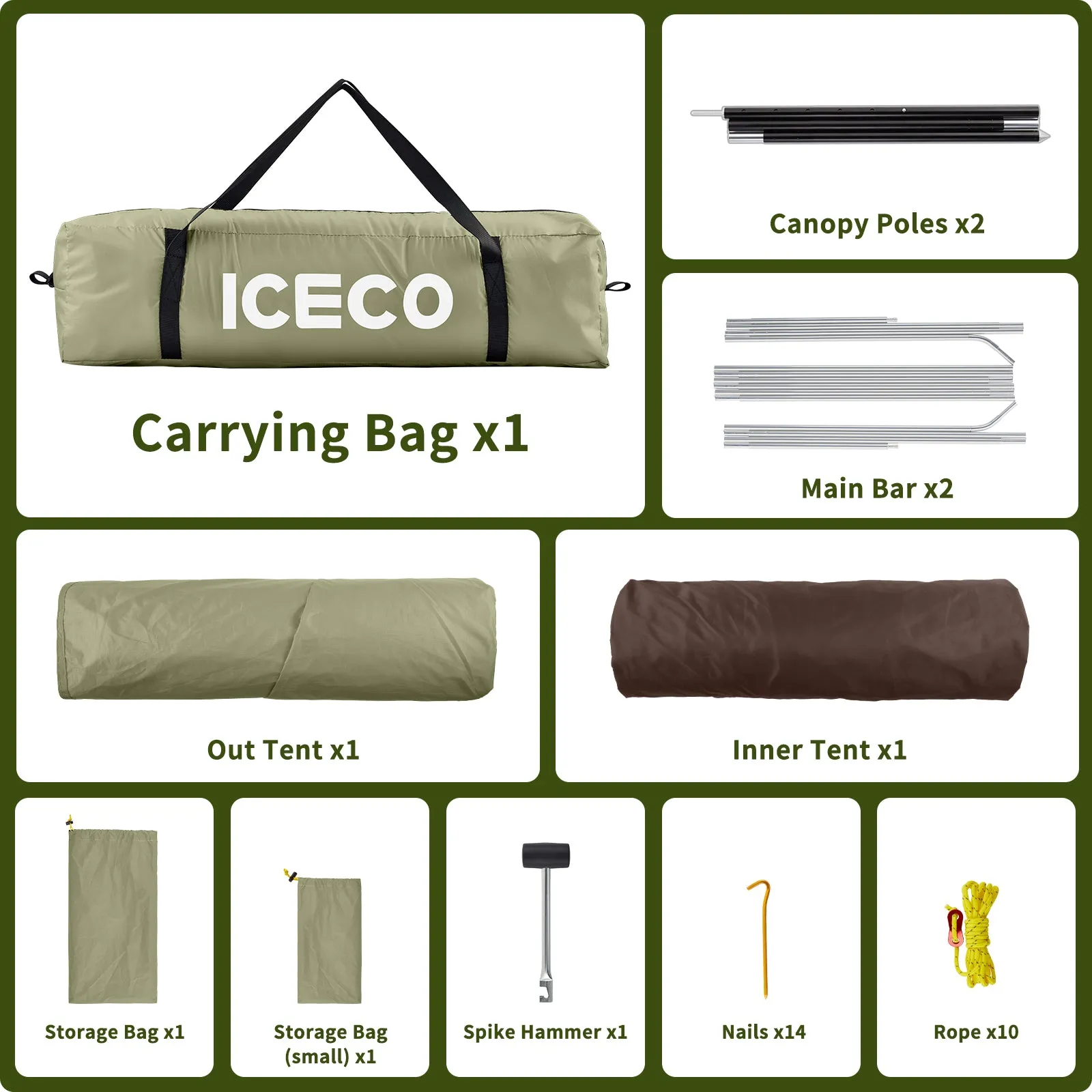 4 Person Double Layer Camping Tent | ICECO