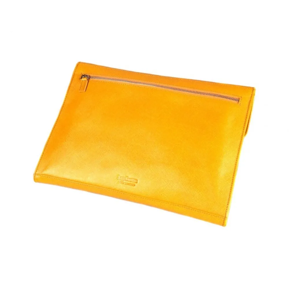 A4 Leather Envelope Folder - Yellow Saffiano