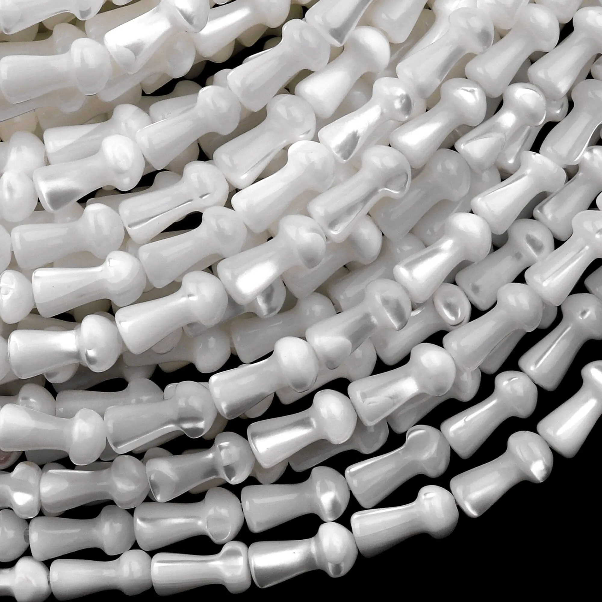 AAA Iridescent Carved Natural White Mother of Pearl Fairy Mushroom Beads 8mm 10mm 15.5" Strand