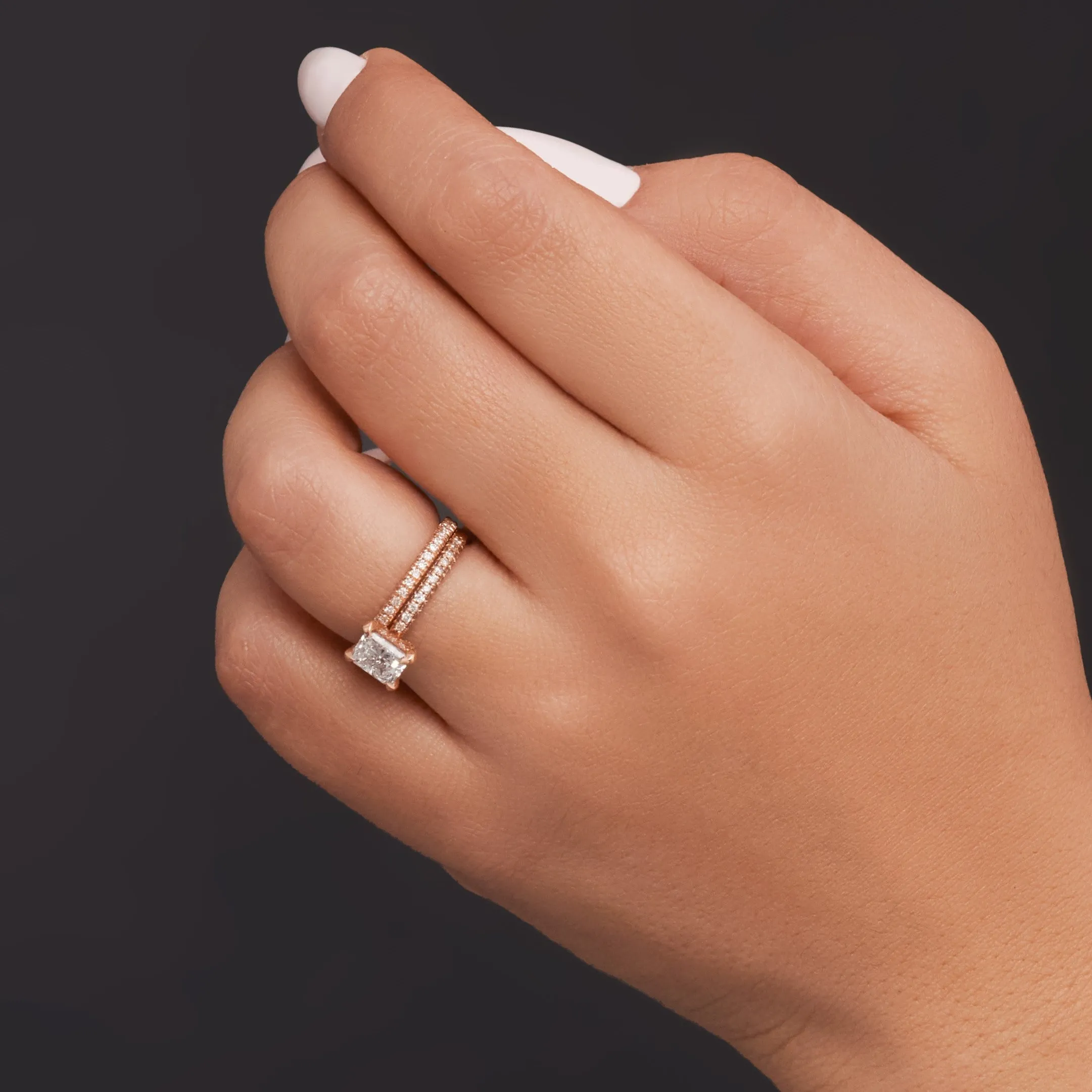 Aurinko Accent Diamonds Natural Radiant  Diamond Engagement Ring