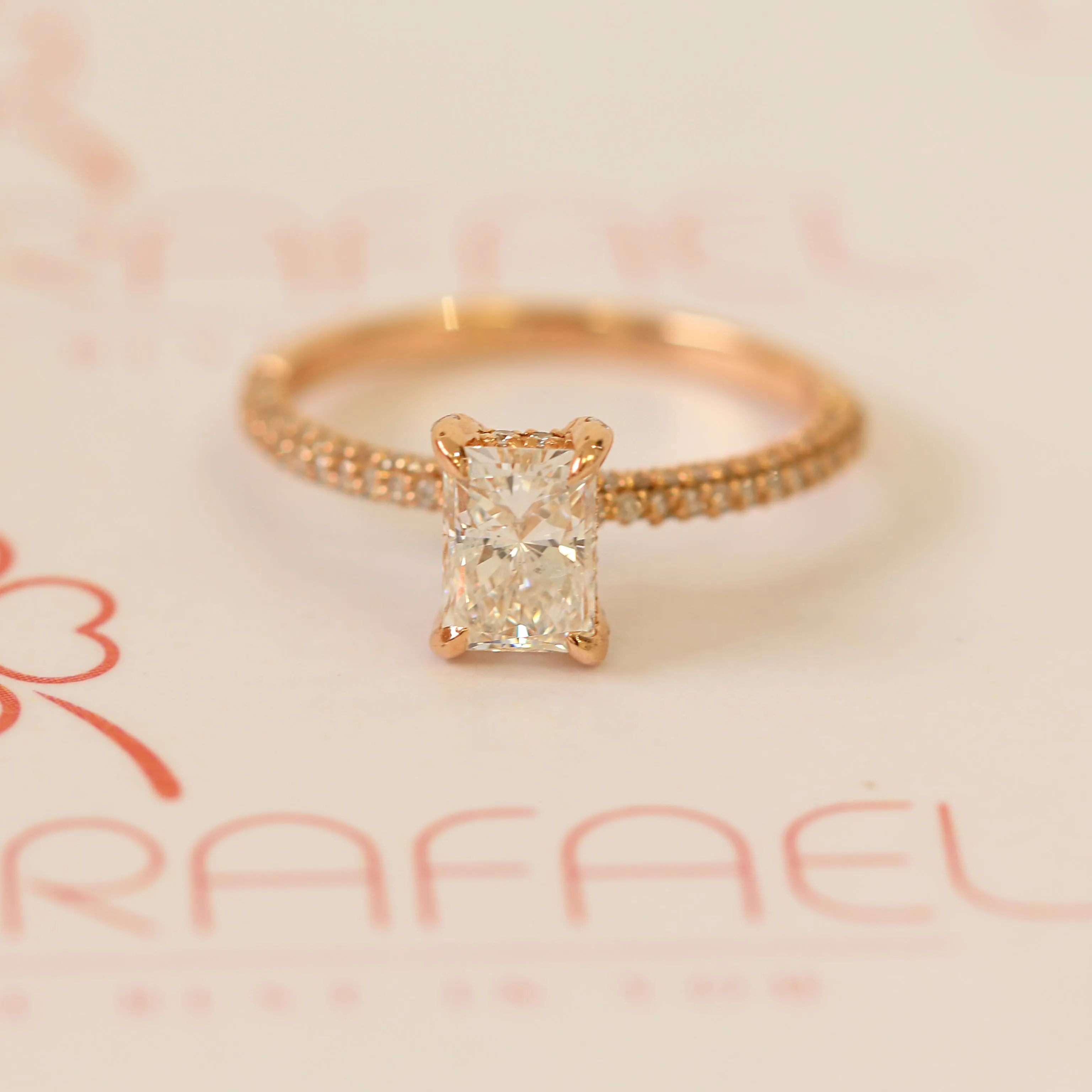 Aurinko Accent Diamonds Natural Radiant  Diamond Engagement Ring