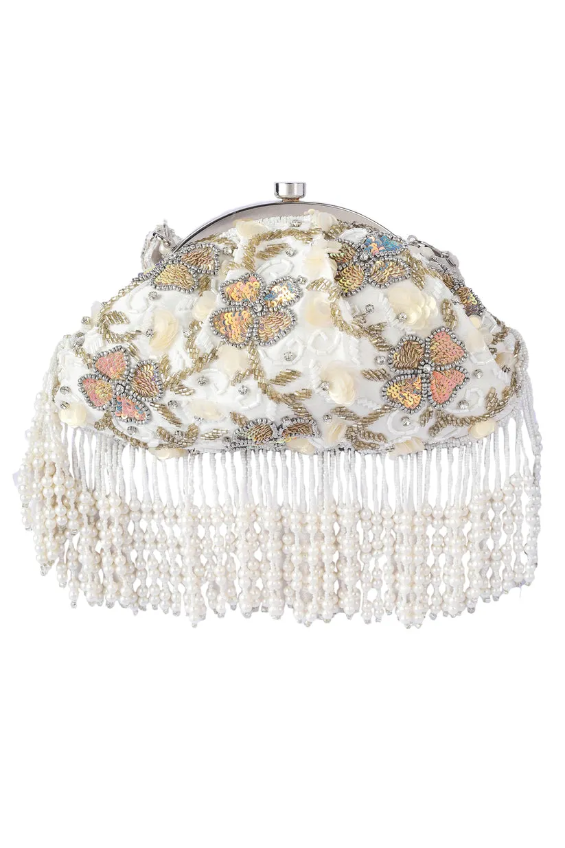 Belle Fluer Tassel Hand Embroidered Clutch