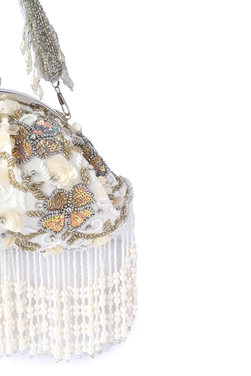 Belle Fluer Tassel Hand Embroidered Clutch