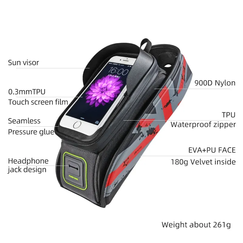 Bicycle Bag MTB Road Bike Bag Rainproof Touch Screen Cycling Front Tube Frame Bag 5.8/6.0 Phone Case
