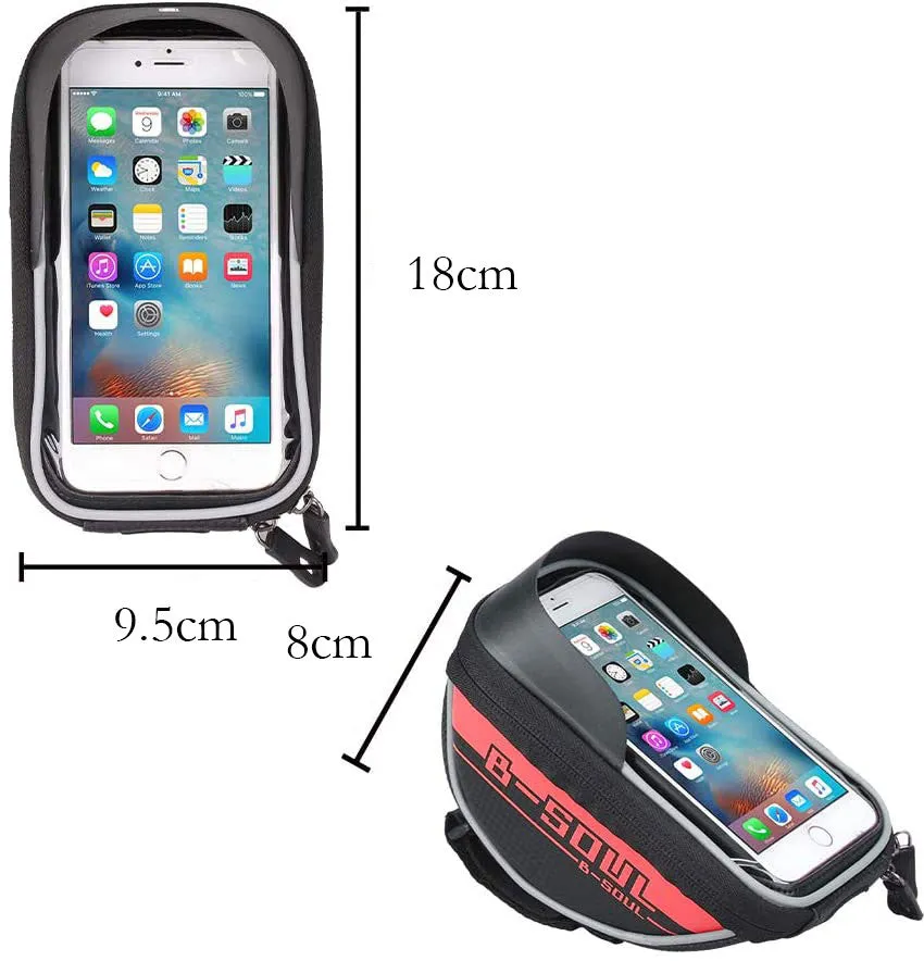 Bike Handlebar Phone Holder Front Frame Bag-Gray