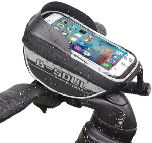 Bike Handlebar Phone Holder Front Frame Bag-Gray