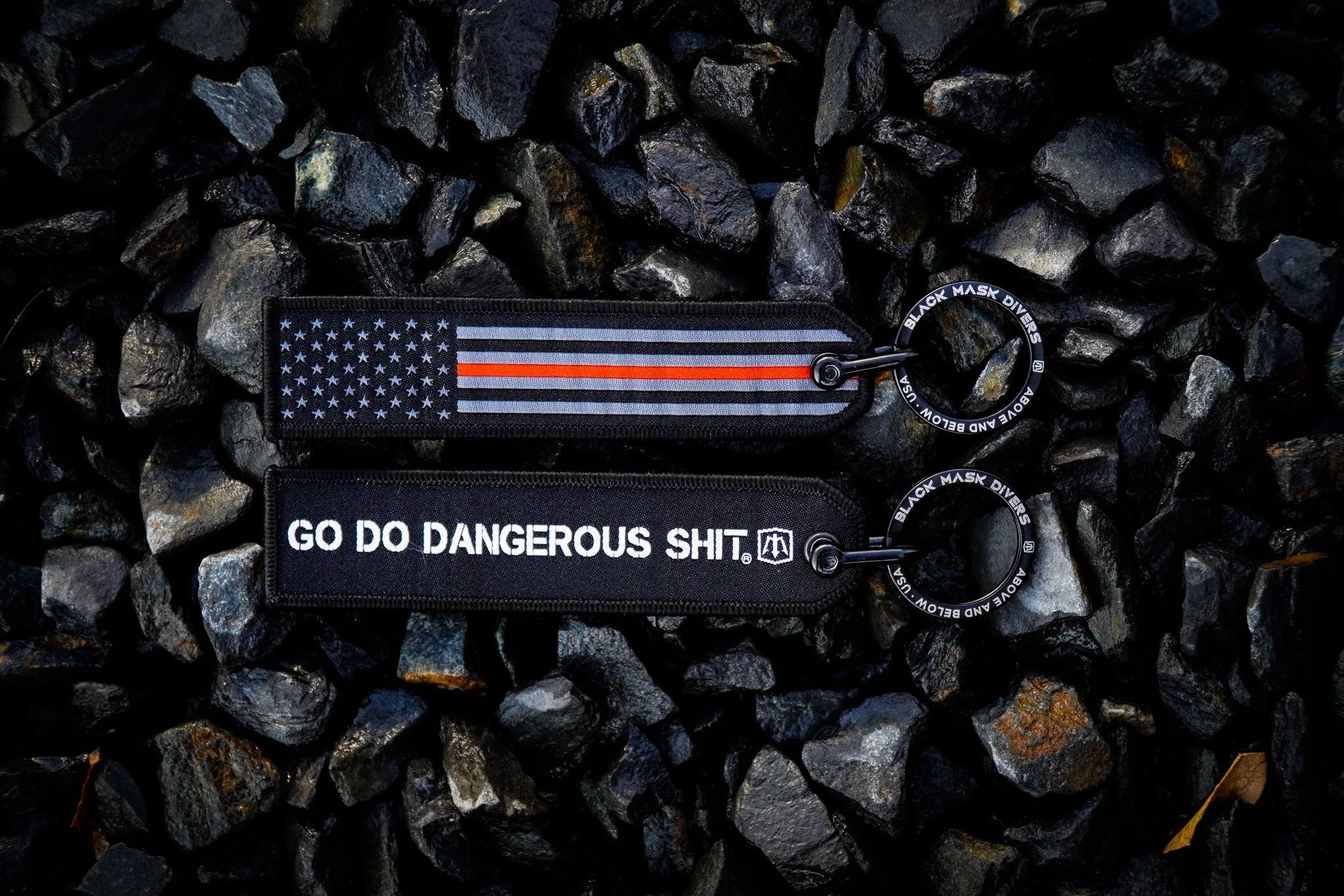 Black Mask Divers Thin Red Line Key Chain