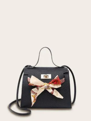 Black Scarf Detail Satchel Bag