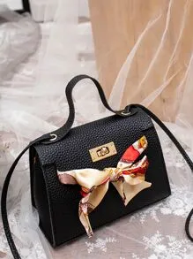 Black Scarf Detail Satchel Bag