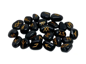 Black Tourmaline Crystal Norse Elder Futhark Runes