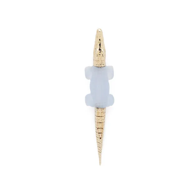 Blue Agate Alligator Bite Earring