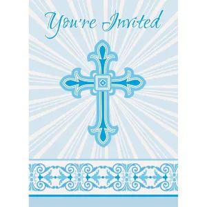 Blue Radiant Cross - Invitations 8/pkg.
