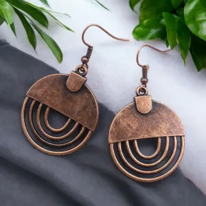 Bohemian Copper Round Drop Earrings