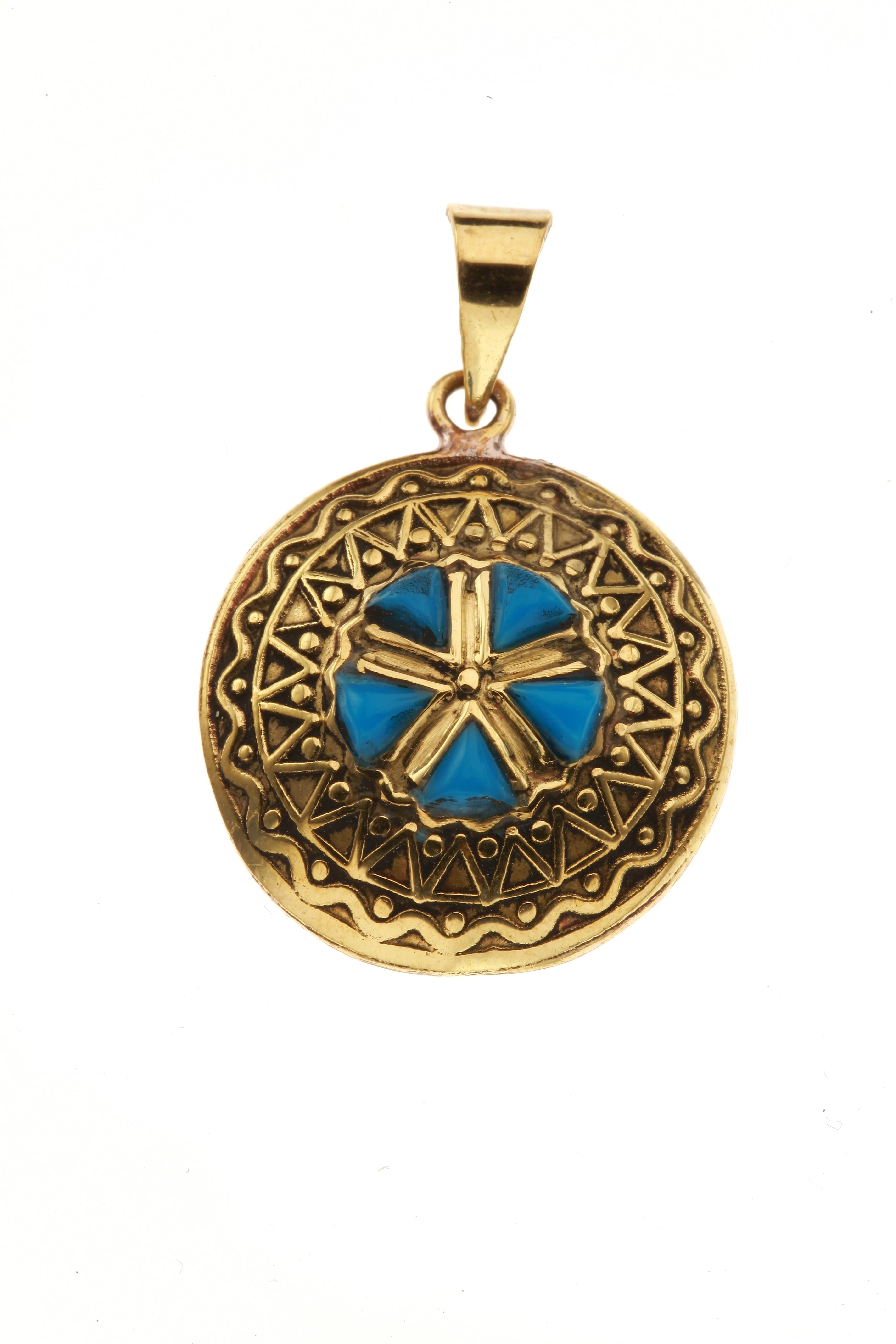 Brass Pendant Small with Stone