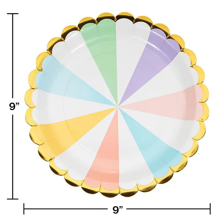 Bulk Pastel Celebrations Scalloped Paper Dinner Plates (96 per Case)