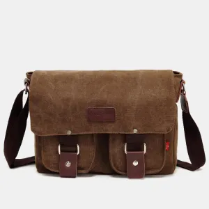 Canvas Messenger Bag for Men Multi-Pocket Vintage Crossbody Shoulder Bag
