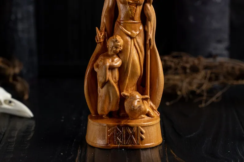 Carved Frigg Statue