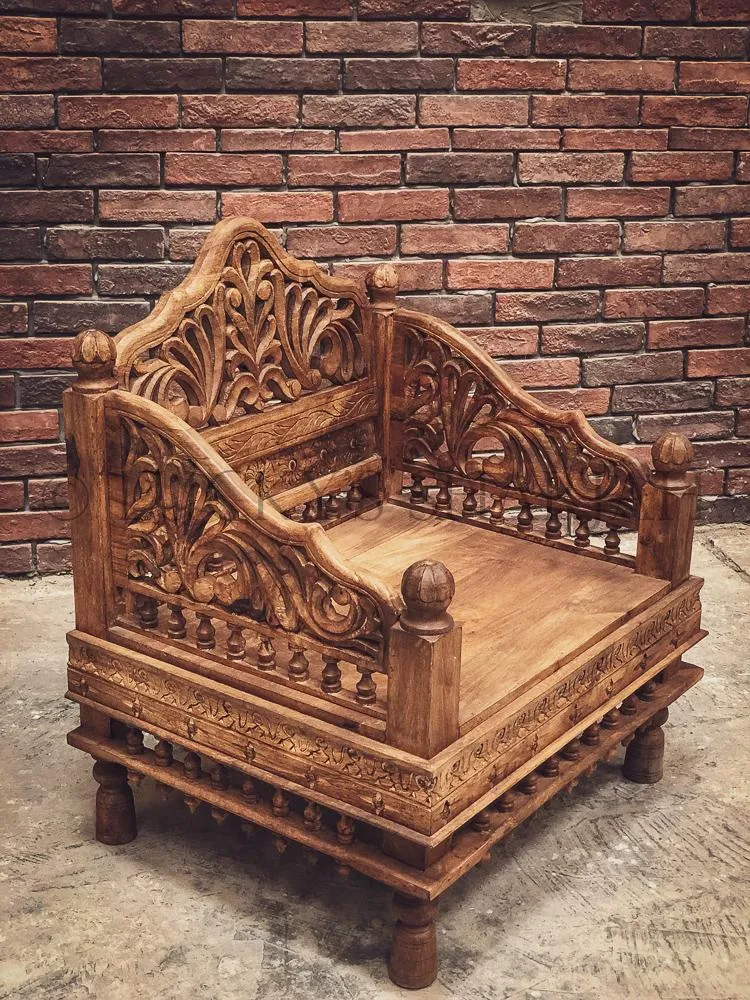 Carved Single seater bench
