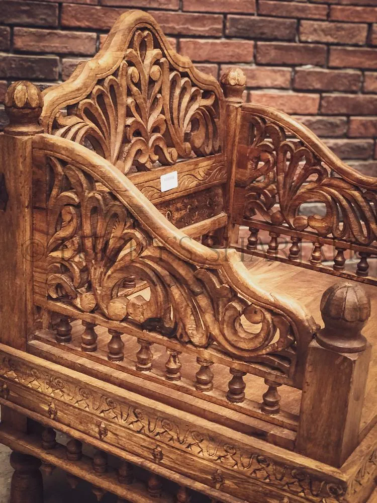 Carved Single seater bench