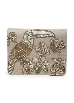 Champagne Gold Sequinned Toucan Clutch