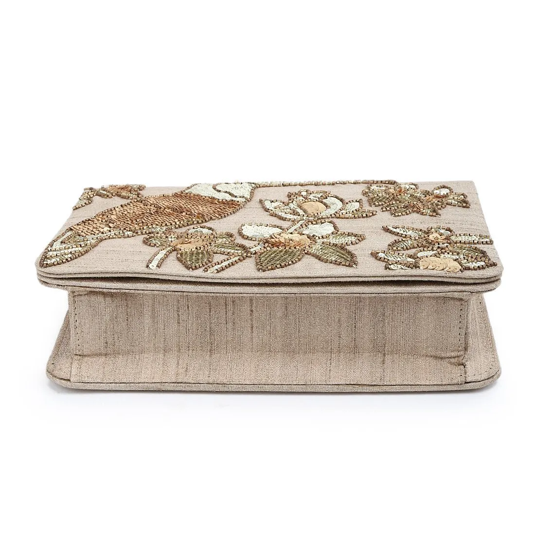 Champagne Gold Sequinned Toucan Clutch