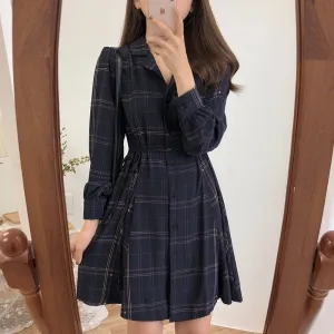 Chic Plaid Trim Dress