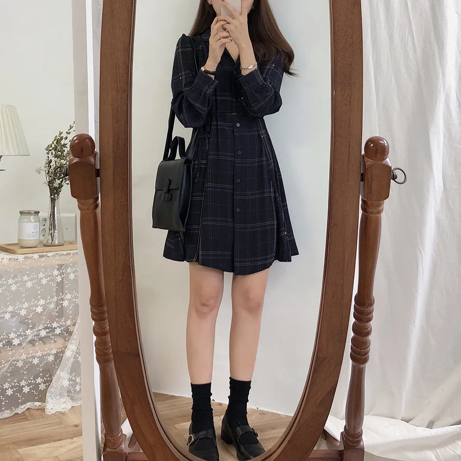 Chic Plaid Trim Dress