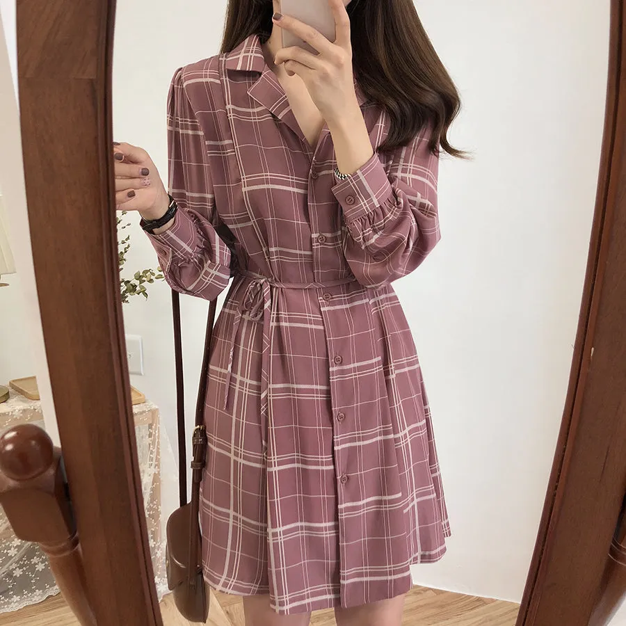 Chic Plaid Trim Dress