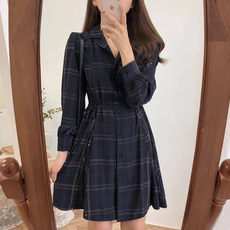 Chic Plaid Trim Dress