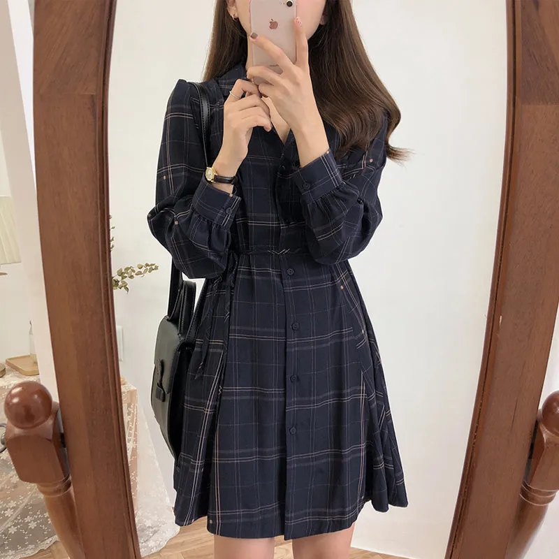 Chic Plaid Trim Dress