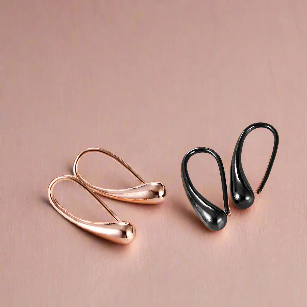 Chic Tear Drop Silver or Gold Hook Earrings for Woman Hers Modern Special Occasion Everyday Wear