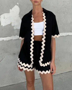 Chic Wave Stitching Casual Two-piece Set